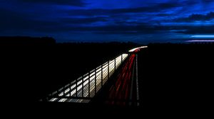Превью обои шоссе, ночь, мост, дорога, свет