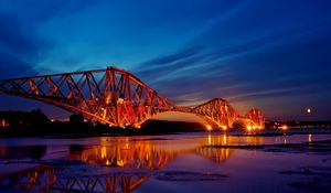Превью обои шотландия, мост, вечер, закат