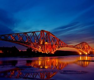 Превью обои шотландия, мост, вечер, закат