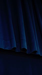 Превью обои шторы, ткань, текстура, синий, темный
