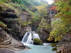 Превью обои швейцария, шаттенхальб, водопад, скалы