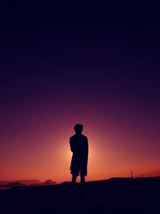 Превью обои силуэт, человек, ночь