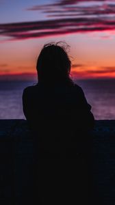 Превью обои силуэт, человек, ночь