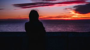 Превью обои силуэт, человек, ночь