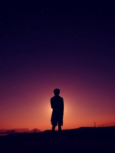 Превью обои силуэт, небо, ночь