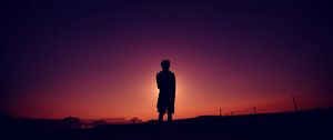 Превью обои силуэт, небо, ночь