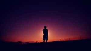 Превью обои силуэт, небо, ночь