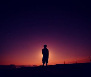 Превью обои силуэт, небо, ночь
