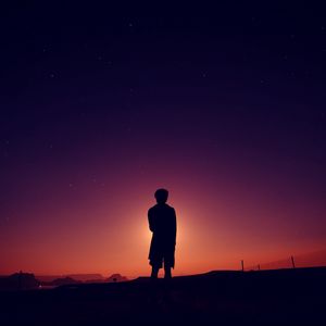 Превью обои силуэт, небо, ночь