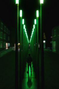Превью обои силуэт, неон, подсветка, иллюзия, зеленый