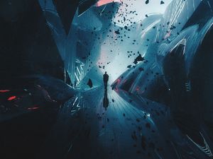 Превью обои силуэт, одиночество, фантастика, темный
