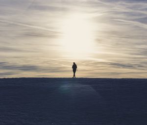 Превью обои силуэт, одиночество, одинокий, горизонт