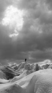 Превью обои силуэт, одиночество, снег, лед, зима