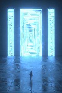 Превью обои силуэт, портал, свечение, яркий, арт