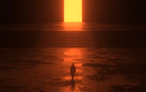 Превью обои силуэт, портал, свечение, темный, арт