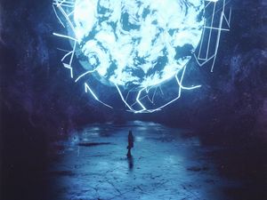 Превью обои силуэт, портал, свет, свечение, иллюзия