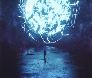 Превью обои силуэт, портал, свет, свечение, иллюзия