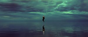 Превью обои силуэт, призрак, вода, отражение, фантастика