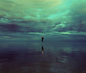 Превью обои силуэт, призрак, вода, отражение, фантастика