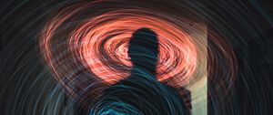 Превью обои силуэт, свет, фризлайт, линии, темный