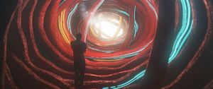 Превью обои силуэт, тоннель, пещера, свечение, 3d