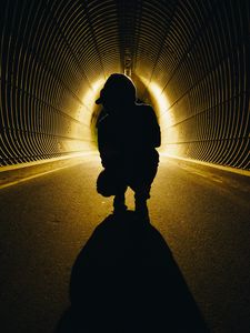 Превью обои силуэт, тоннель, темный, тень, свет