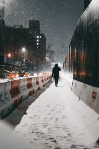 Превью обои силуэт, улица, снег, зима, метель