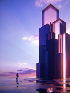 Превью обои силуэт, здание, 3d, иллюзия