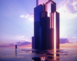 Превью обои силуэт, здание, 3d, иллюзия