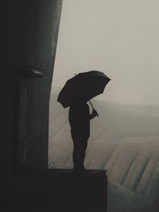 Превью обои силуэт, зонт, трубы, арт