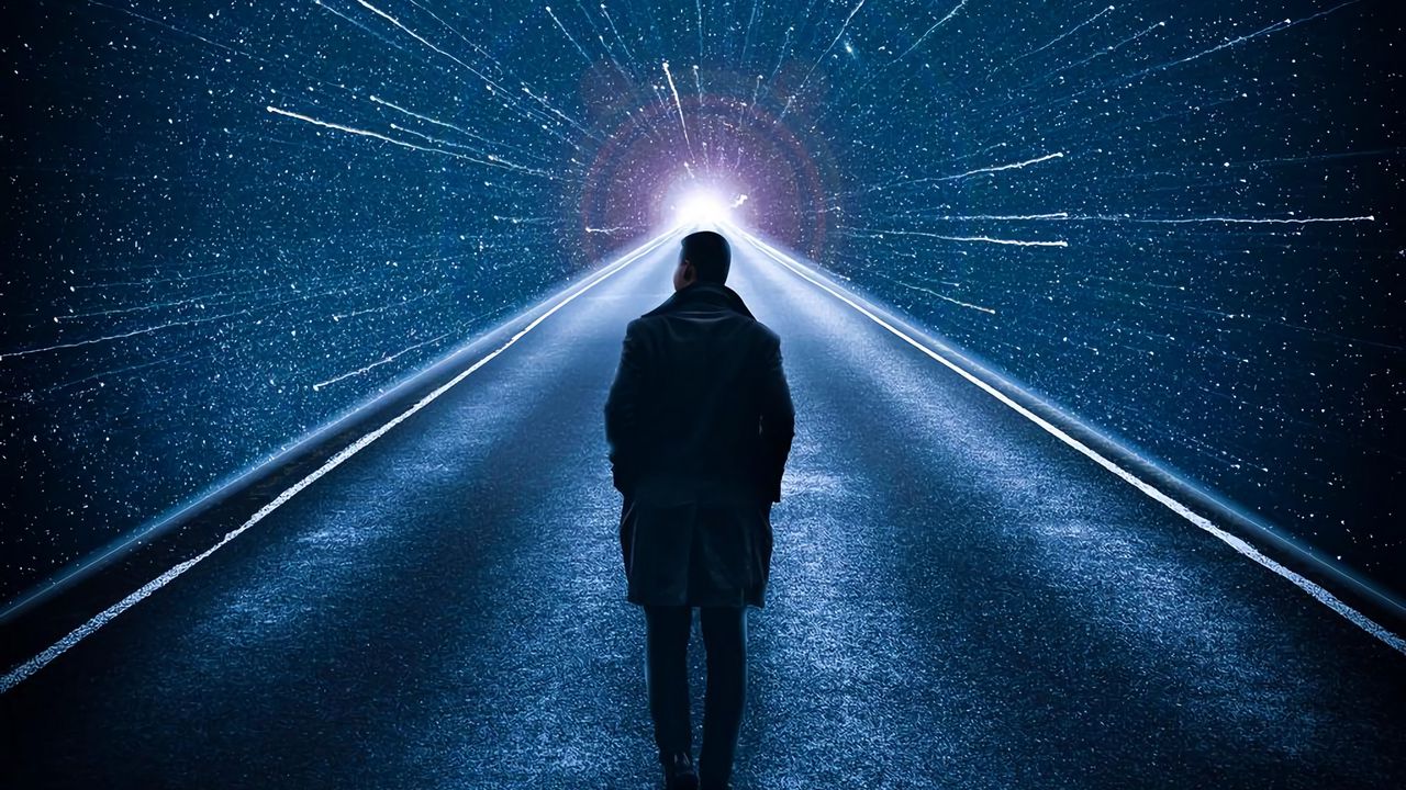 Обои силуэт, звезды, свет, темный, дорога