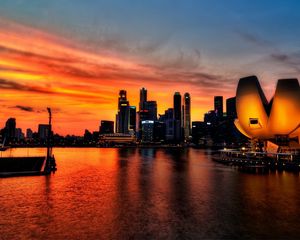 Превью обои сингапур, небо, закат, свет