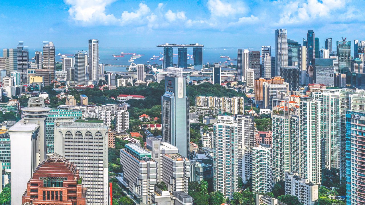 Обои сингапур, небоскребы, архитектура