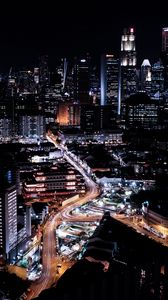 Превью обои сингапур, небоскребы, ночь, ночной город