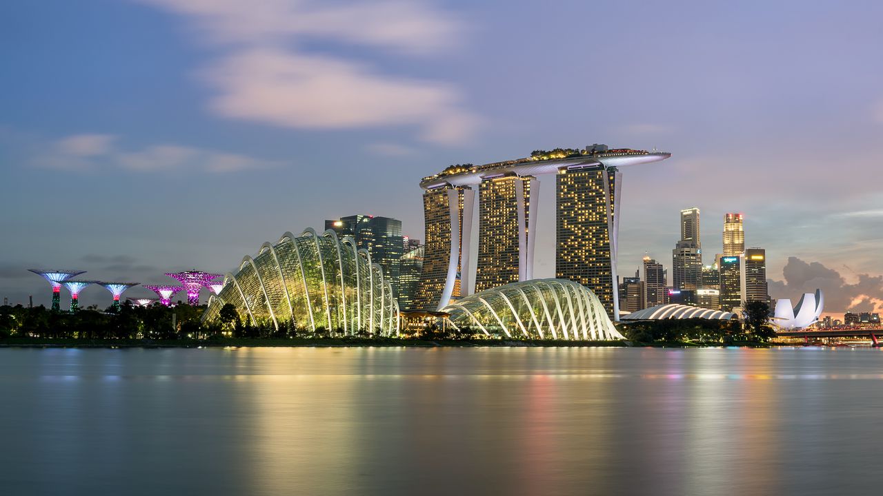 Обои сингапур, небоскребы, панорама