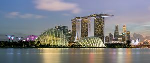 Превью обои сингапур, небоскребы, панорама