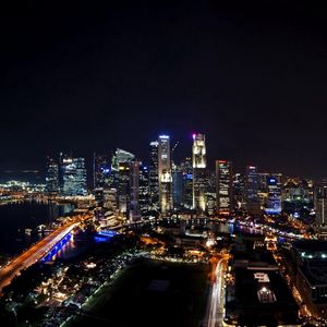 Превью обои сингапур, ночь, город, панорама