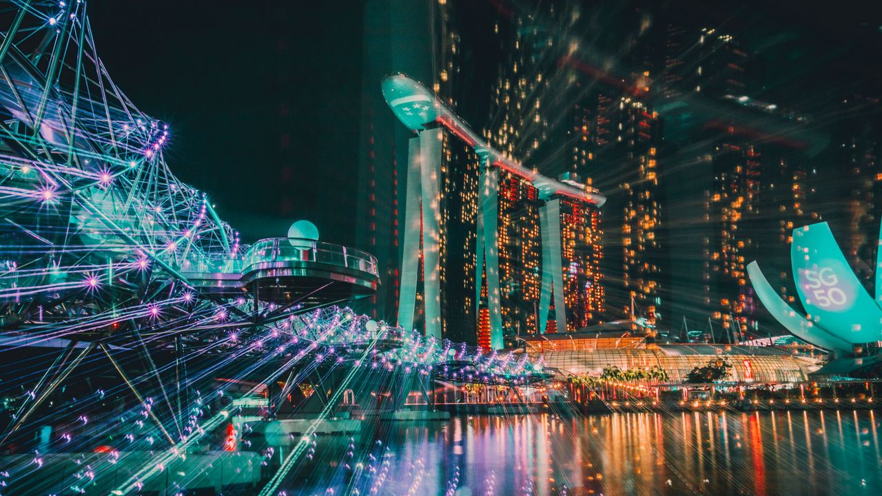 Обои сингапур, ночь, строение