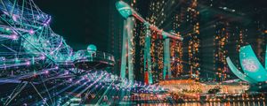 Превью обои сингапур, ночь, строение