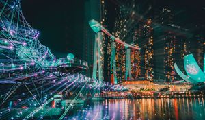 Превью обои сингапур, ночь, строение