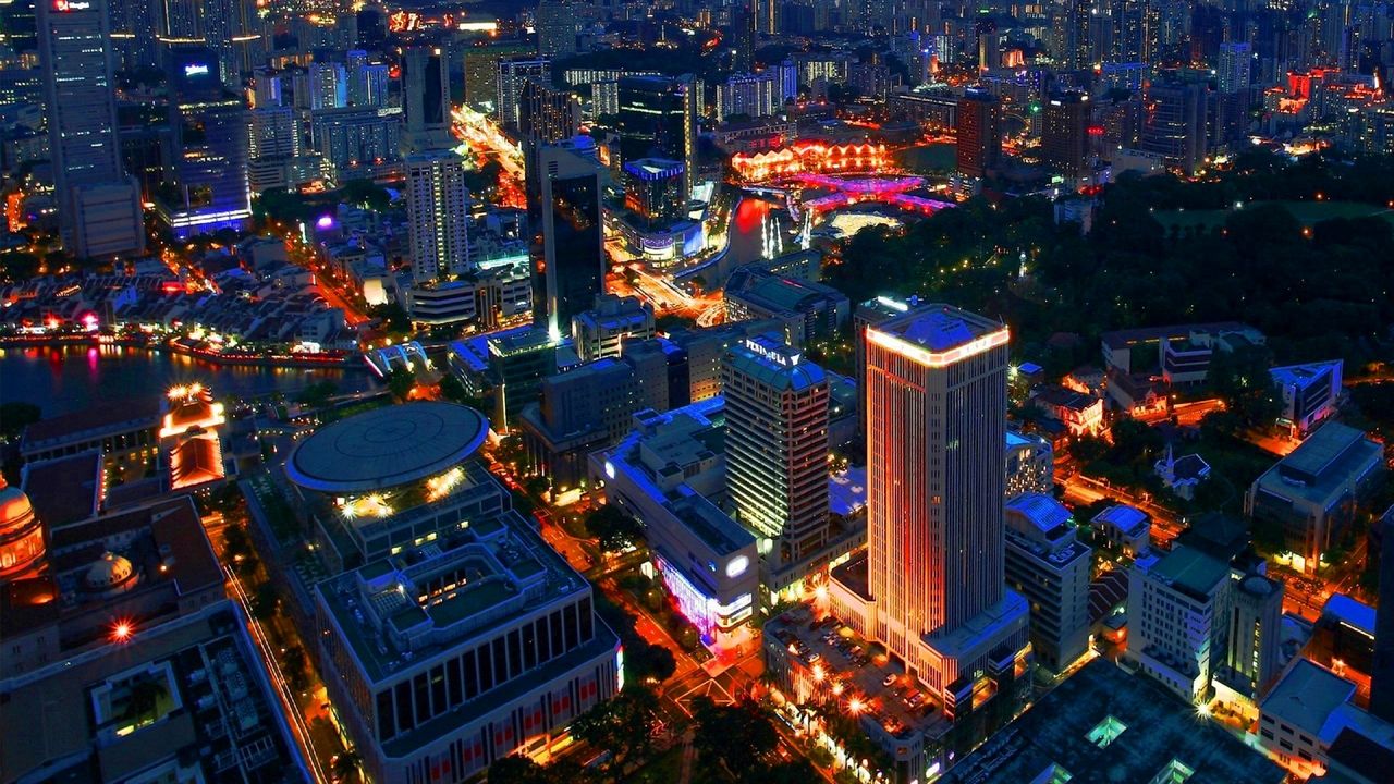 Обои сингапур, ночь, здания