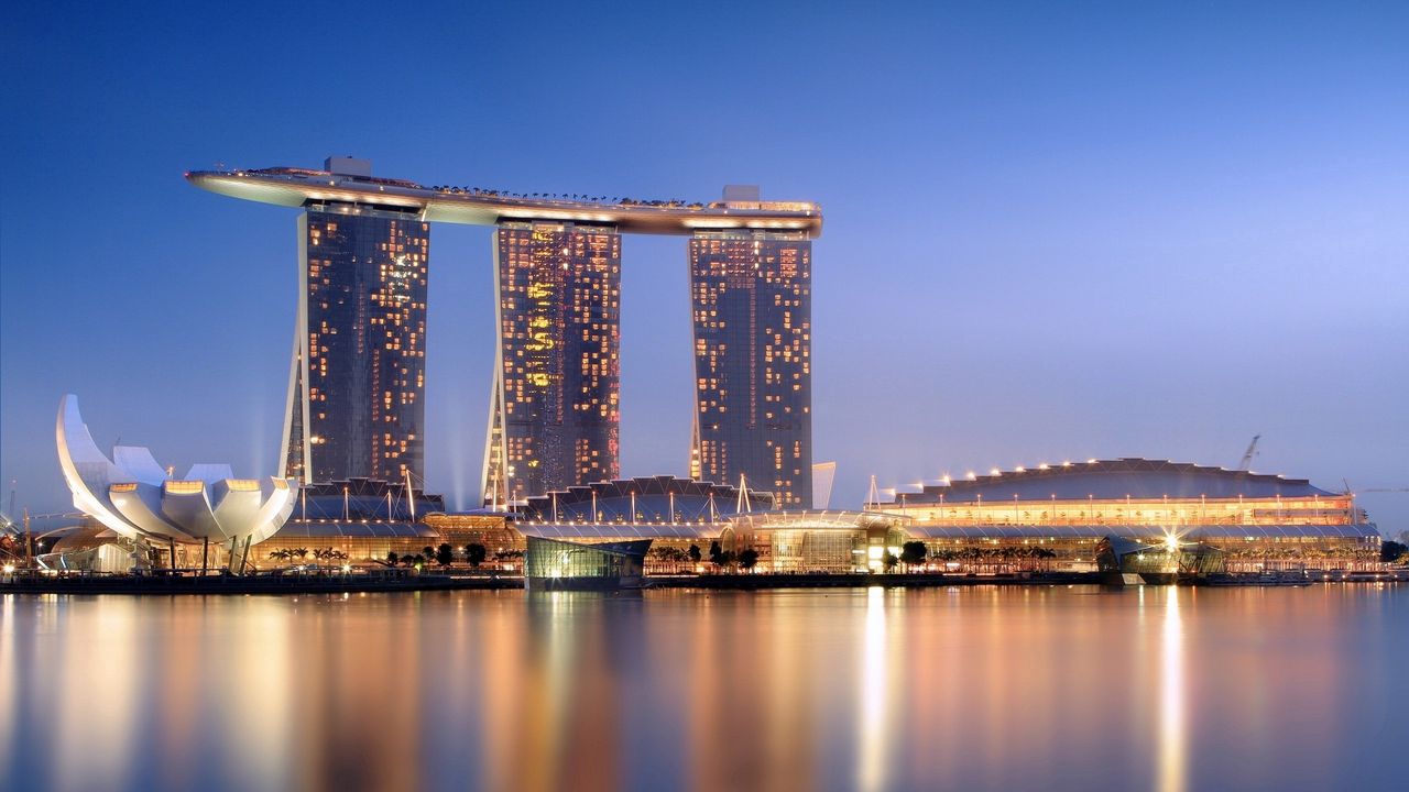 Обои сингапур, ночной город, отель