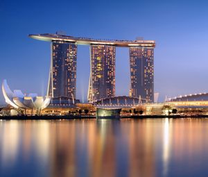 Превью обои сингапур, ночной город, отель