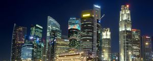 Превью обои сингапур, река, ночь, ночной город