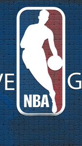 Превью обои синий, nba, фон, баскетбол, логотип