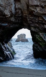 Превью обои скала, арка, берег, море