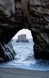 Превью обои скала, арка, берег, море