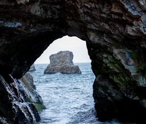Превью обои скала, арка, берег, море