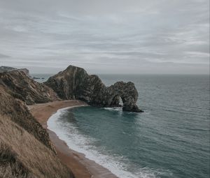 Превью обои скала, берег, море, пена, природа