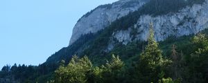 Превью обои скала, горы, лес, деревья, природа, австрия